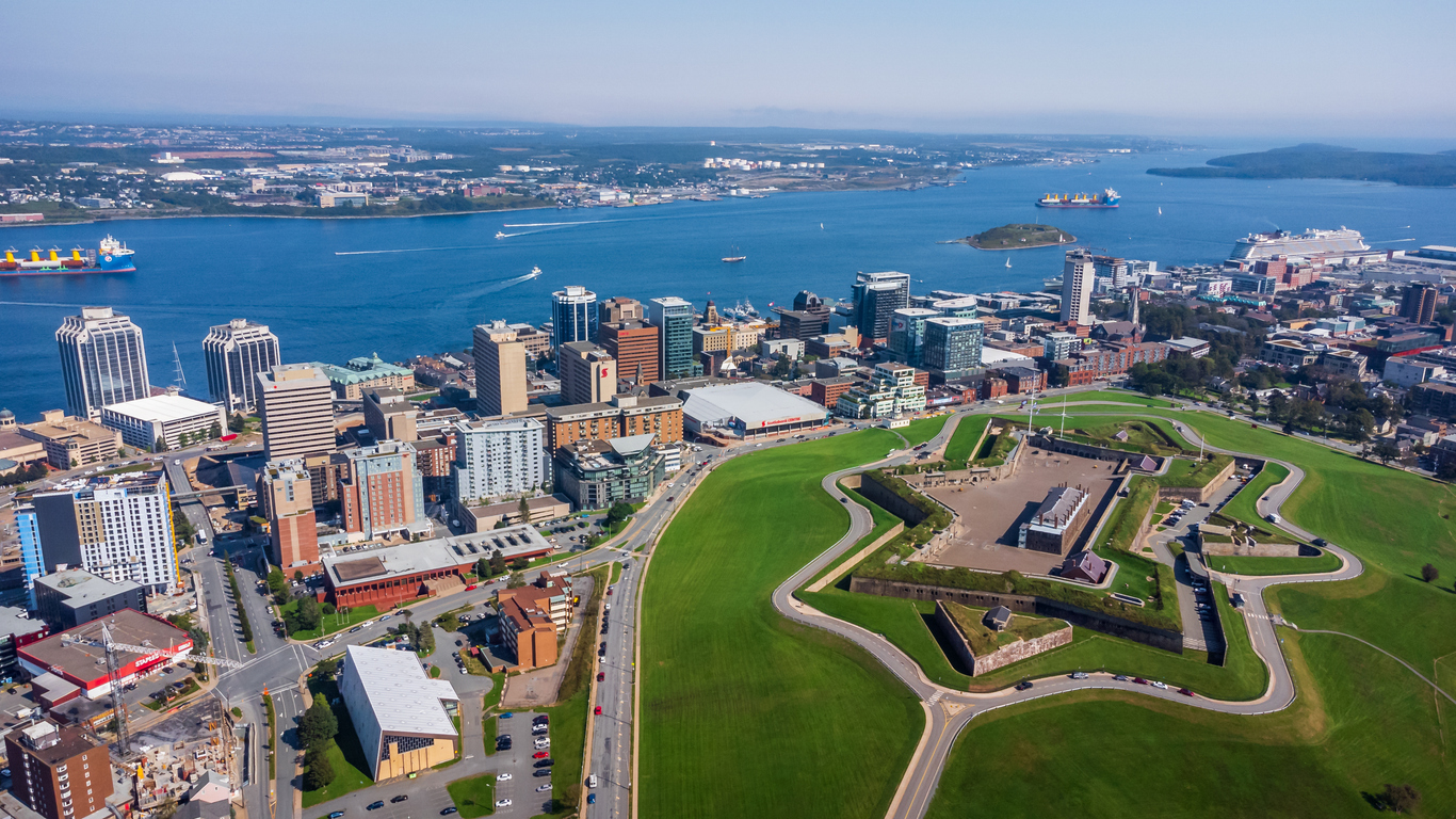 Aerial view of Halifax and Citadel Hill, the city our Halifax insurance broker office serves