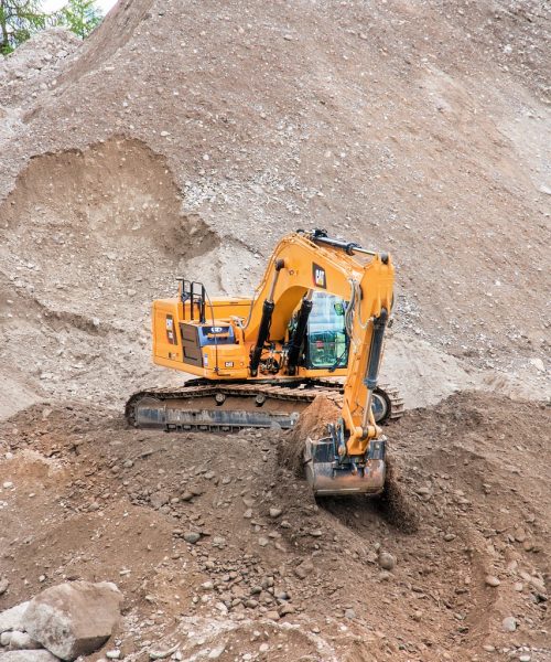 excavators, mountain, nature
